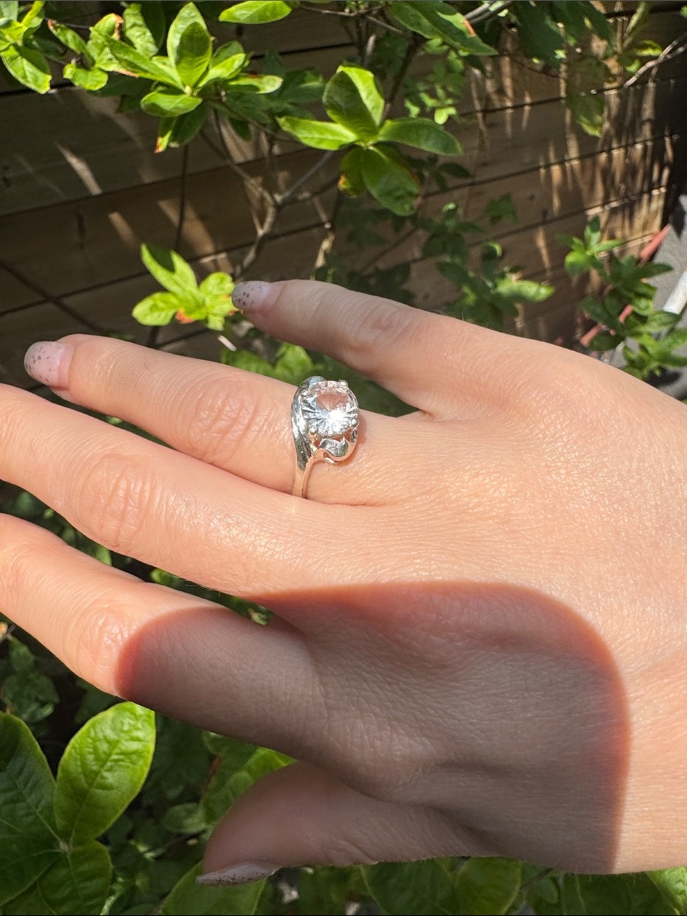 Unique Vintage Silver topaz ring - size 6 - stamped